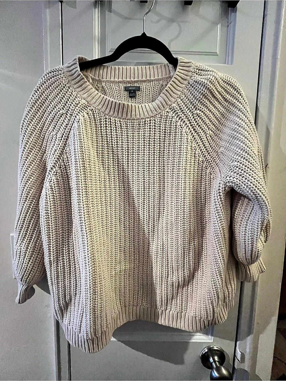 aerie Cable Knit Crewneck Sweater in cream Size Medium